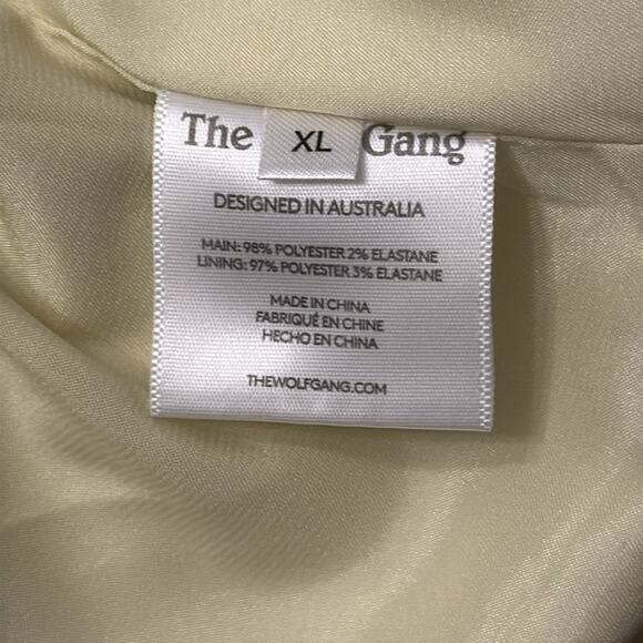 The Wolf Gang One Shoulder Rose Midi Dress with Leg Slit Yellow XL - Picture 7 of 7